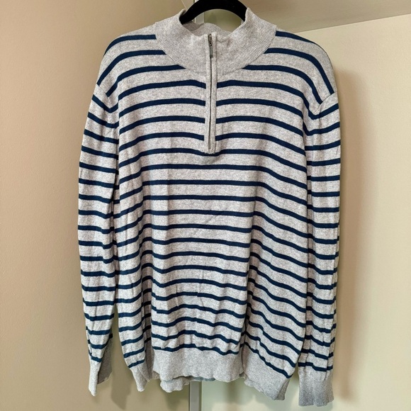 Men’s‎ LL Bean XXL 1/4 zip striped pullover sweater cotton cashmere blend XXL - Picture 4 of 4